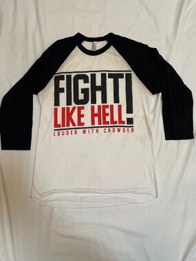 Louder with Crowder Fight Like Hell Shirt Mens Small Baseball 3/4 sleeve